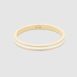 Mejuri Ceramin Ring - Gold, White Size 7